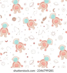 pattern theme space, astronauts, stars, vector