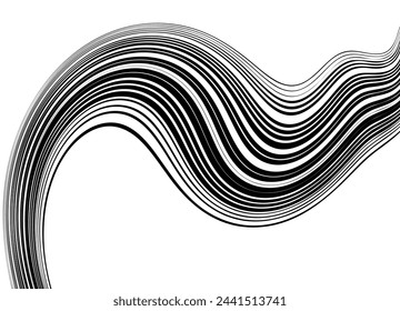 A pattern of thin black lines on a white background. Trendy vector background in retro style for covers, social networks, interior design. Abstract wavy hair.