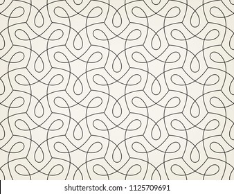 Pattern with thin curl lines and scrolls. Monochrome geometric simless abstract line pattern. Decorative lattice.
