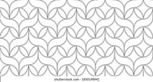 Pattern with thin curl lines and scrolls on white background. Monochrome abstract floral linear texture. Seamless ornamental design. Vector design for swatches, fabric, wrapping in Arabic style.