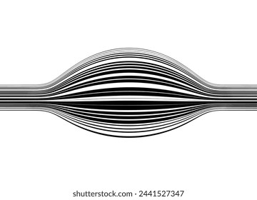 
Pattern of thin curved black lines on a white background. Trendy vector background in retro style for covers, social networks, interior design. Lens effect.