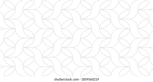 Pattern with thin elegant curved lines and petals forming stylized floral ornamental wallpaper. Abstract vector monochrome texture with wavy line. Geometric seamless background.