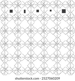 A pattern of thin intersecting lines that imitate tiles. There are geometric shapes at the top.