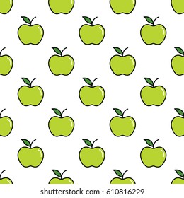 Pattern with thin line green apples 