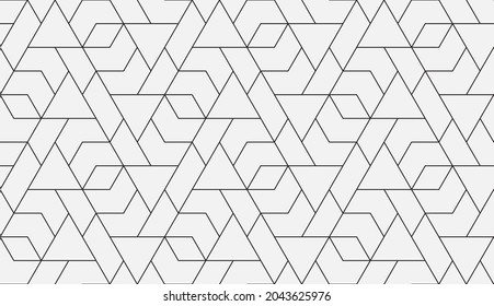 Pattern with thin lines, chevrons and triangles. Vector trendy abstract texture for modern design. Seamless linear pattern for fabric, textile and wrapping. Modern monochrome geometric swatch.