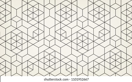 Pattern with thin lines, poligons and geometric shapes. Seamless linear swatch. Stylish fractal texture. Abstract arabic background.