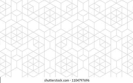 Pattern with thin lines, poligons and geometric shapes. Seamless linear swatch. Stylish fractal texture. Abstract arabic background.