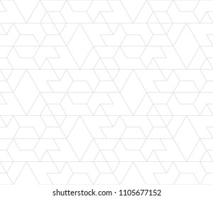 Pattern with thin lines, poligons and geometric shapes. Seamless linear swatch. Stylish fractal texture. Abstract arabic background.