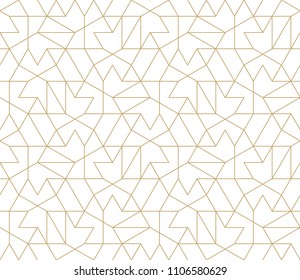 Pattern with thin lines, poligons and geometric shapes. Seamless linear swatch. Stylish fractal texture. Abstract arabic background.