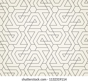 Pattern with thin lines, poligons and geometric shapes. Seamless linear swatch. Stylish fractal texture. Abstract arabic background.