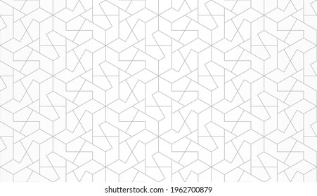 Pattern with thin lines and polygons on white background. Vector Stylish abstract geometric diamond texture for jewelry design. Seamless linear pattern for fabric, textile and wrapping. Modern swatch.