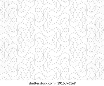 Pattern with thin lines and polygons. Vector Stylish abstract geometric diamond texture for trendy jewelry design. Seamless linear pattern for fabric, textile and wrapping. Monochrome Modern swatch.