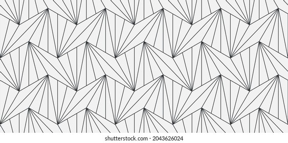 Pattern with thin lines and polygons. Vector abstract geometric diamond texture. Seamless linear pattern for fabric, textile and wrapping. Trendy monochrome background.