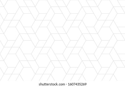 Pattern with thin straight grey lines and geometric shapes on white background. Abstract linear stylish white texture. Stylish Monochrome modern background. Linear graphic illustration.