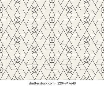 Pattern with thin straight lines and geometric shapes on white background. Abstract linear stylish texture. Monochrome modern background. Linear graphic illustration.