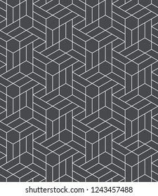 Pattern with thin straight lines and geometric shapes. Abstract linear stylish texture. Monochrome modern background. Linear graphic illustration.