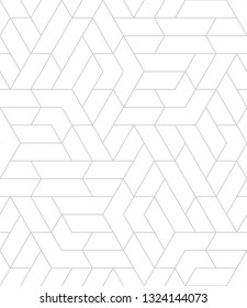 Pattern with thin straight lines and geometric shapes on white background. Abstract linear stylish texture. Monochrome modern background. Linear graphic illustration. White texture.