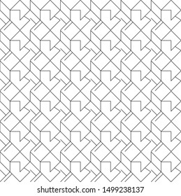 Pattern with thin straight lines and geometric shapes. Abstract linear stylish texture. Monochrome modern background.  Simple lattice graphic design 