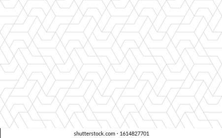 Pattern with thin straight lines and geometric shapes on white background. Abstract linear geometric texture. Monochrome modern background. Linear graphic illustration.