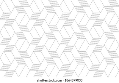 Patrón con líneas rectas finas y formas geométricas sobre fondo blanco. Textura lineal monocromática abstracta sin inconvenientes. Fondo hexagonal moderno. Diseño gráfico lineal.