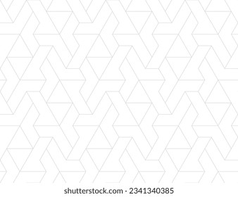 Pattern with thin straight lines and geometric shapes on white background. Abstract linear stylish texture. Monochrome modern background. Linear graphic illustration.