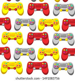 Pattern of three game joysticks in the style of the nineties