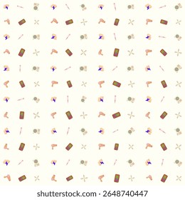 Pattern of thunder cloud, thermometer, air conditioner, hair dryer, and fan, seamless vector, weather theme. Design Vector