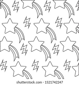 pattern of thunderbolts and shooting stars vector illustration design
