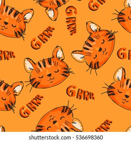 pattern tiger, Cute baby tiger textile design, children print textiles