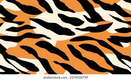 Pattern with tiger stripes. Abstract animal print. Vector illustration