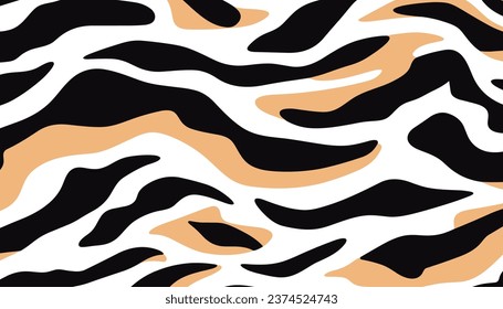 Pattern with tiger stripes. Abstract animal print. Vector illustration