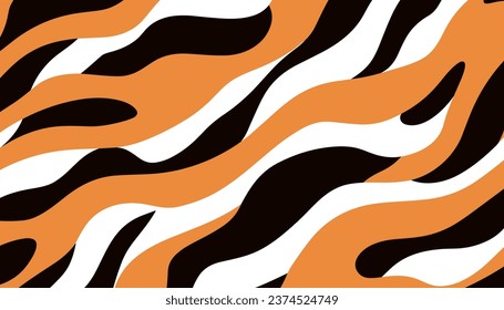Pattern with tiger stripes. Abstract animal print. Vector illustration