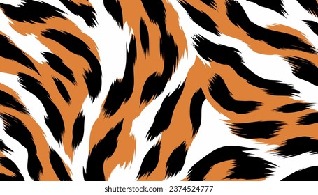 Pattern with tiger stripes. Abstract animal print. Vector illustration