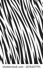 Pattern tiger or zebra stripes. Animal skin. Black and white texture. Striped abstract background. Design template for banner, print, textile, fabric, fashion clothes and bags. Vector illustration