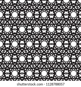 Pattern tile with mandala art. Oriental vector background. Decorative geometric pattern design. Perfect for printing on fabric or paper.