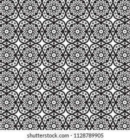 Pattern tile with mandala art. Oriental vector background. Decorative geometric pattern design. Perfect for printing on fabric or paper.