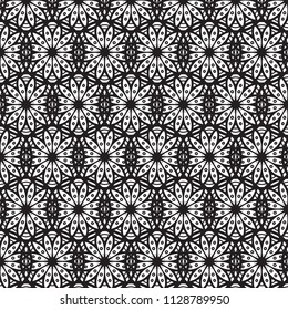 Pattern tile with mandala art. Oriental vector background. Decorative geometric pattern design. Perfect for printing on fabric or paper.