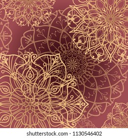 Pattern tile with mandalas. Vintage decorative elements. Hand drawn background. Islam, Arabic, Indian, ottoman motifs.Perfect for invitation card or wallpaper. Good for printing on paper.