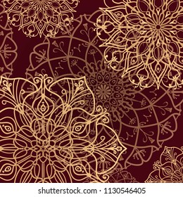 Pattern tile with mandalas. Vintage decorative elements. Hand drawn background. Islam, Arabic, Indian, ottoman motifs.Perfect for invitation card or wallpaper. Good for printing on paper.