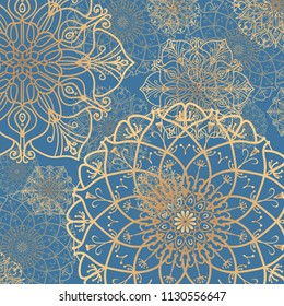 Pattern tile with mandalas. Vintage decorative elements. Hand drawn background. Islam, Arabic, Indian, ottoman motifs. Perfect for invitation card or wallpaper. Good for printing on paper.