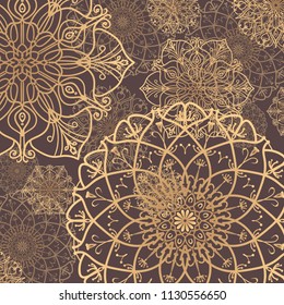 Pattern tile with mandalas. Vintage decorative elements. Hand drawn background. Islam, Arabic, Indian, ottoman motifs. Perfect for invitation card or wallpaper. Good for printing on paper.