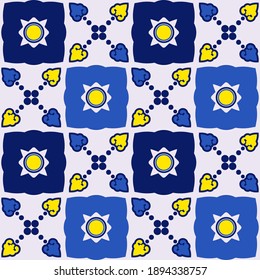 Pattern with tile. Oriental ornament. For decoration of kitchens, baths and other rooms. Vector illustration for web design or print.