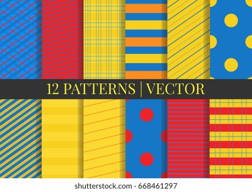Pattern tile swatches included. Vector patterns. Set of fabric textures. 