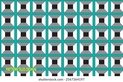 Pattern Tiles Design with Cyan and White Colour