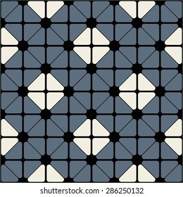 Pattern tiles rounded triangle, diamond, square, seamless vector background.