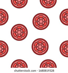 Pattern of a tomato. Image of a repeated tomato slice. Editable modular image.