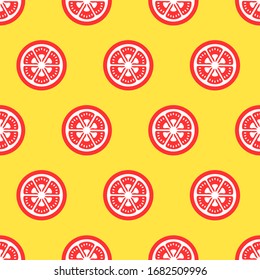 Pattern of a tomato. Image of a repeated tomato slice. Editable modular image.