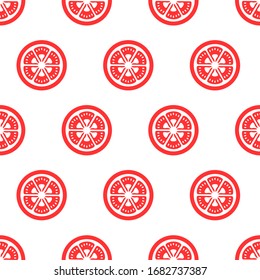 Pattern of a tomato. Image of a repeated tomato slice. Editable modular image.