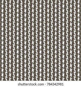 Pattern with toothed vertical stripes, alternating in dark brown and white. Abstract vector. 