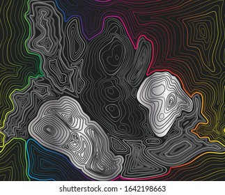 Pattern with topographic map. Topographic map lines, contour background. Liquid marble abstract surfaces Design.
